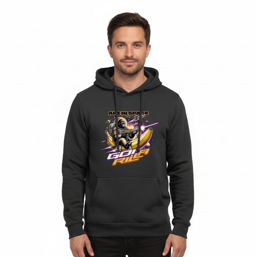 Produktbild av man i svart hoodie